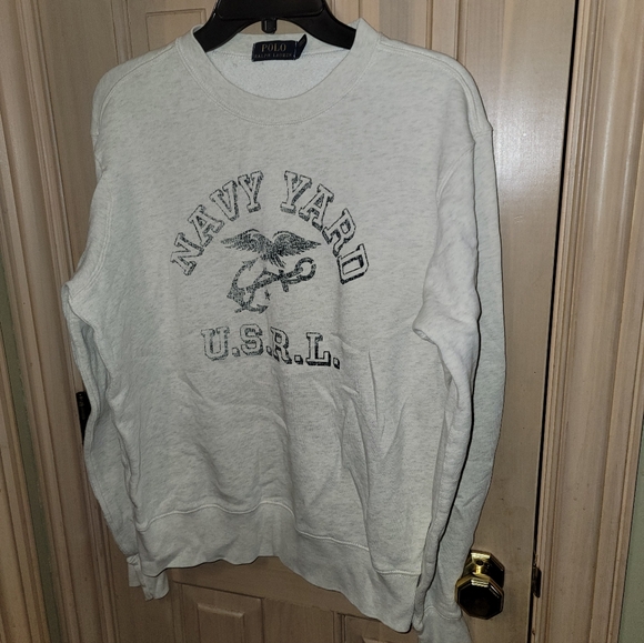Mens Sz L Polo Ralph Lauren Sweatshirt Navy Yard U.S.R.L. - Picture 3 of 6